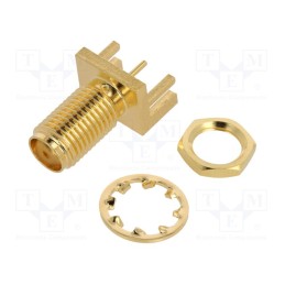 1 pcs x AMPHENOL RF - 132289 - Socket, SMA, female, card edge, straight, 50Ω, SMT, PTFE, Mat: brass