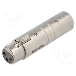 1 pcs x AMPHENOL - AC3F3MW - Coupler, XLR male,XLR female, PIN: 3, silver, straight