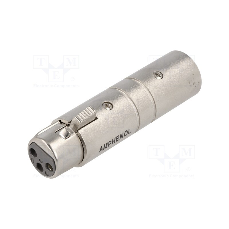 1 pcs x AMPHENOL - AC3F3MW - Coupler, XLR male,XLR female, PIN: 3, silver, straight