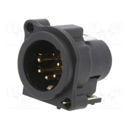 1 pcs x NEUTRIK - NC5MAV-SW - Socket, XLR, male, PIN: 5, straight, THT, black, 3A, 19.8x19.8mm