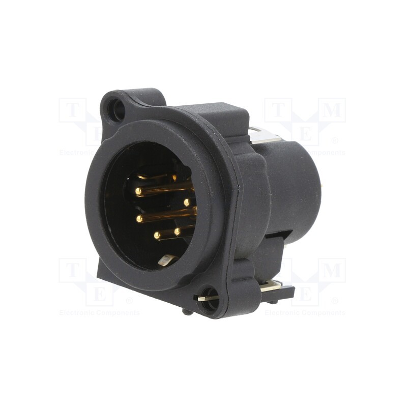 1 pcs x NEUTRIK - NC5MAV-SW - Socket, XLR, male, PIN: 5, straight, THT, black, 3A, 19.8x19.8mm