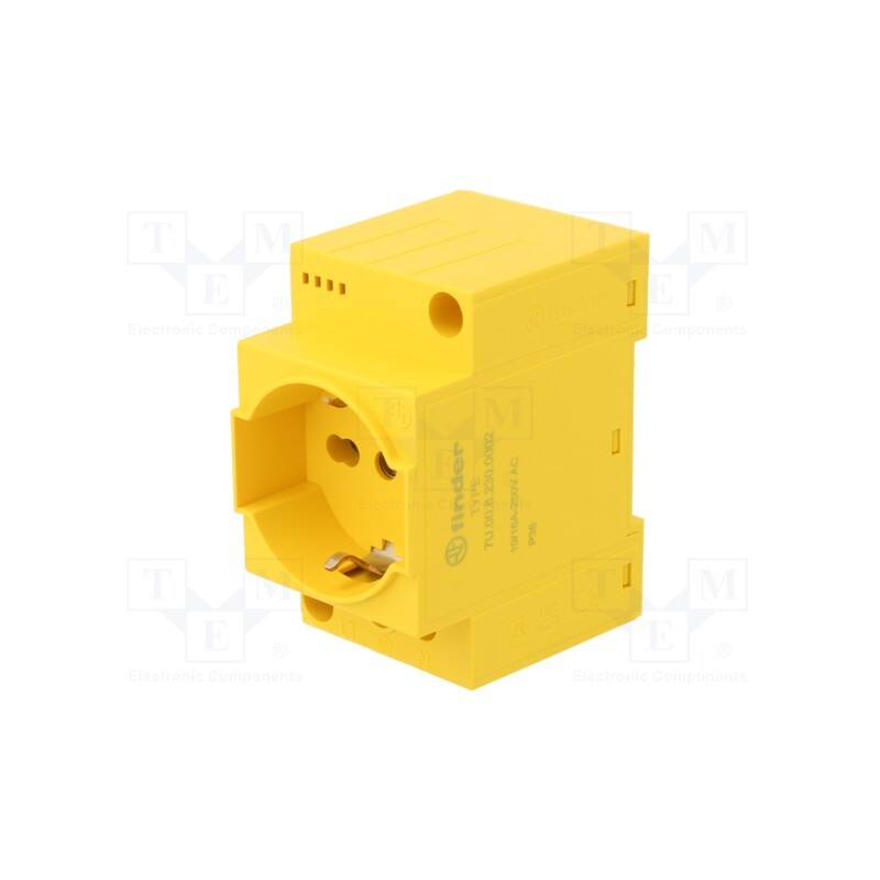 1 pcs x FINDER - 7U.00.8.230.0002 - Connector: AC supply, female, socket, 250VAC, 16A, yellow, PIN: 3