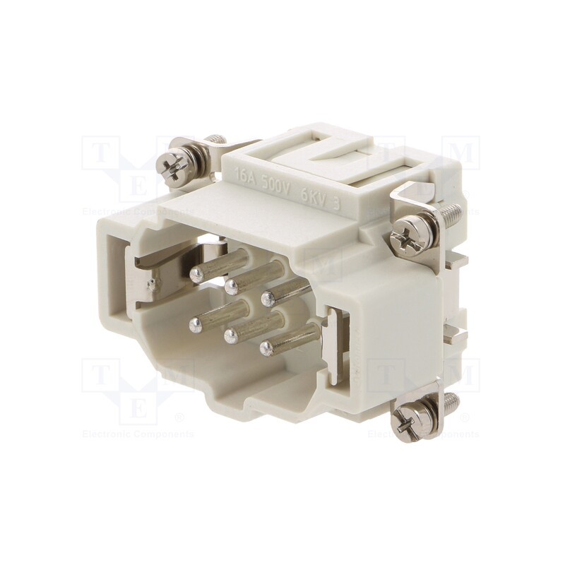 1 pcs x MOLEX - 93601-0206 - Connector: HDC, contact insert, male, S-EP, PIN: 6, 6+PE, size 6B
