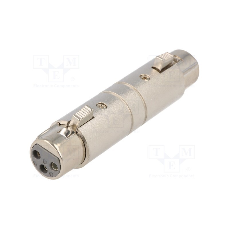 1 pcs x AMPHENOL - AC3F3FW - Coupler, XLR female,both sides, PIN: 3, silver, straight