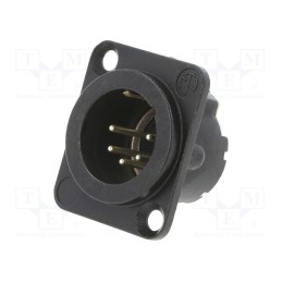 1 pcs x NEUTRIK - NC5MD-LX-BAG - Socket, XLR, male, PIN: 5, straight, soldering, silver, 7.5A, 19x24mm