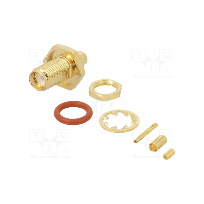 1 pcs x AMPHENOL RF - 132286 - Socket, SMA, female, straight, 50Ω, Belden 83265,RG178,RG196, PTFE