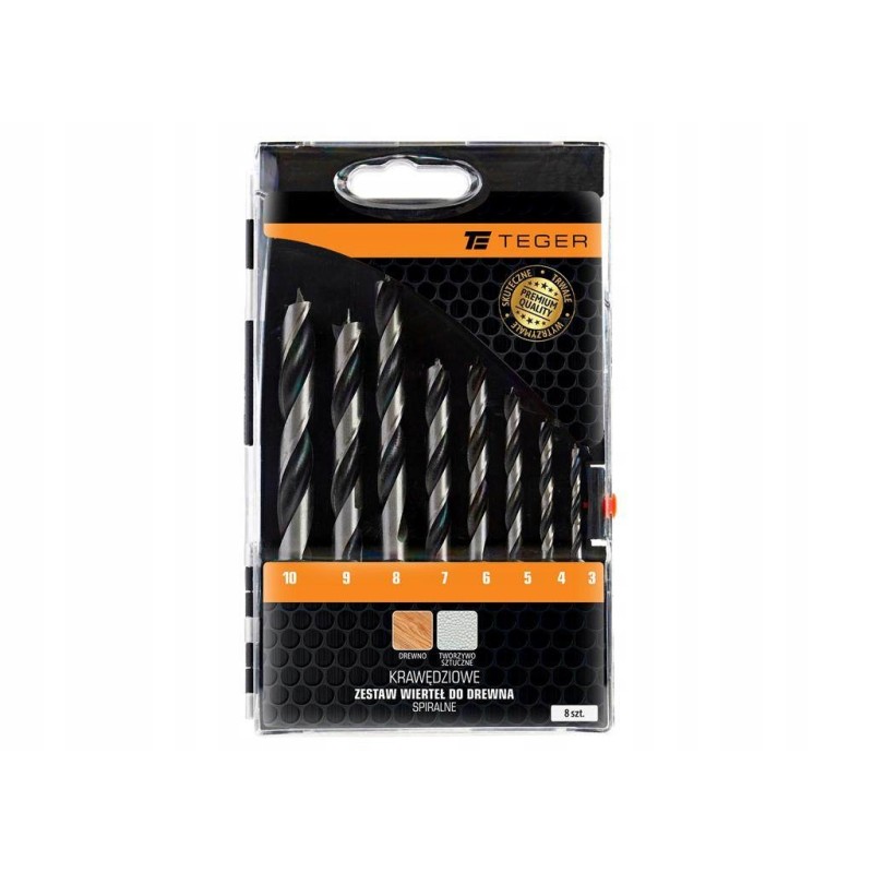 Spiral edge wood drill set 8 pcs