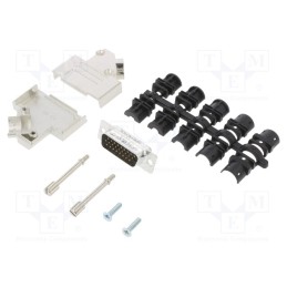 1 pcs x Amphenol Communications Solutions - L17D45ZK15+L717HDA26P - D-Sub HD, PIN: 26, male, angled 45°, soldering, for cable, U