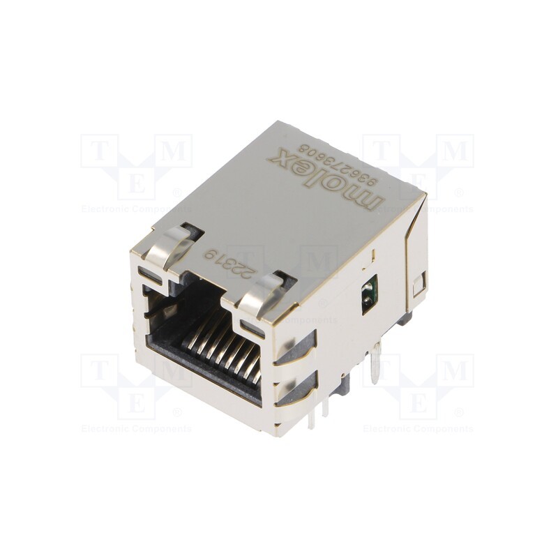 1 pcs x MOLEX - 936273608 - Socket, RJ45, MXMag, PIN: 8, shielded,with LED, gold-plated, THT