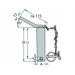 Lower link pin with chain 151mm fi 37mm
