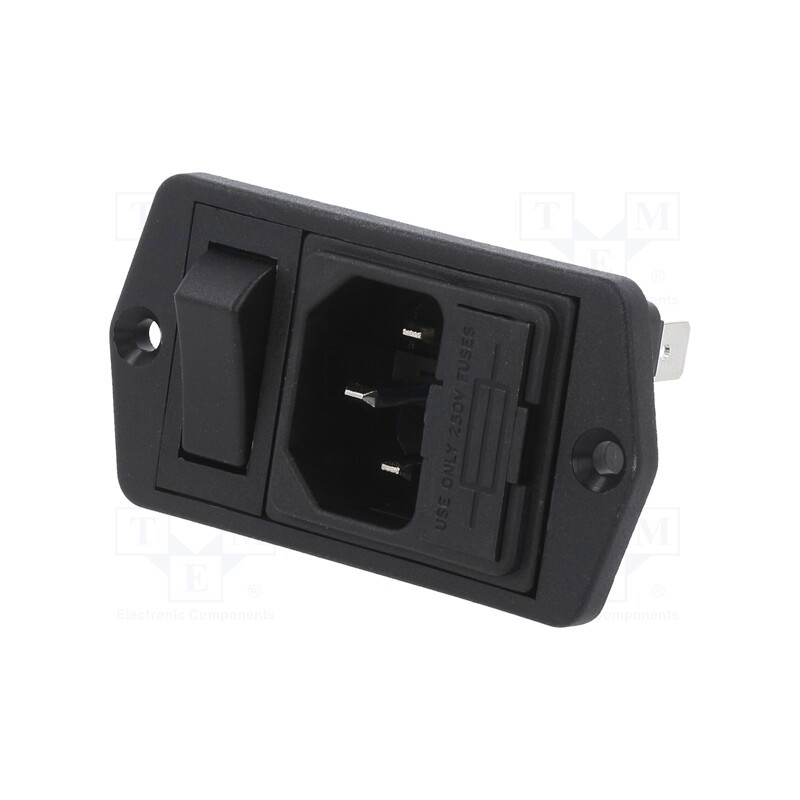 1 pcs x BULGIN - BVA01/Z0000/01 - Connector: AC supply, socket, male, 10A, 250VAC, IEC 60320, C14 (E)