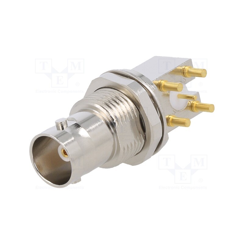 1 pcs x AMPHENOL RF - 031-70221 - Socket, BNC, female, angled 90°, 75Ω, THT, PTFE, gold-plated