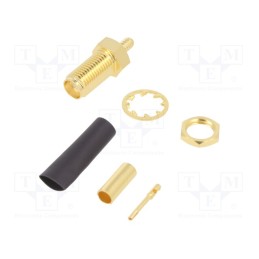 1 pcs x AMPHENOL RF - 132119 - Socket, SMA, female, straight, 50Ω, soldering,crimped, PTFE