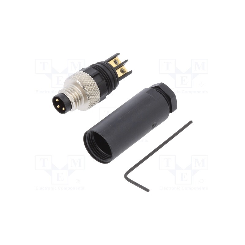 1 pcs x BINDER - 99 3379 100 03 - Connector: M8, plug, 768, male, PIN: 3, gold-plated, 4A, IP67, 60V