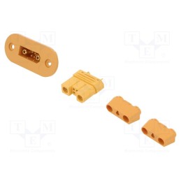1 pcs x - EST PANEL 80/120A M+F - Plug/socket, DC supply, male + female, PIN: 6, soldering, yellow