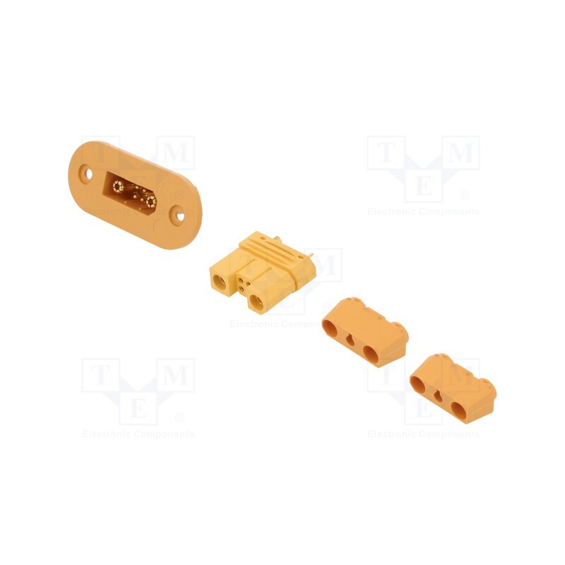 1 pcs x - EST PANEL 80/120A M+F - Plug/socket, DC supply, male + female, PIN: 6, soldering, yellow