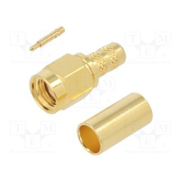 1 pcs x AMPHENOL RF - 901-9870 - Plug, SMA, male, straight, 50Ω, soldering,crimped, for cable, PTFE