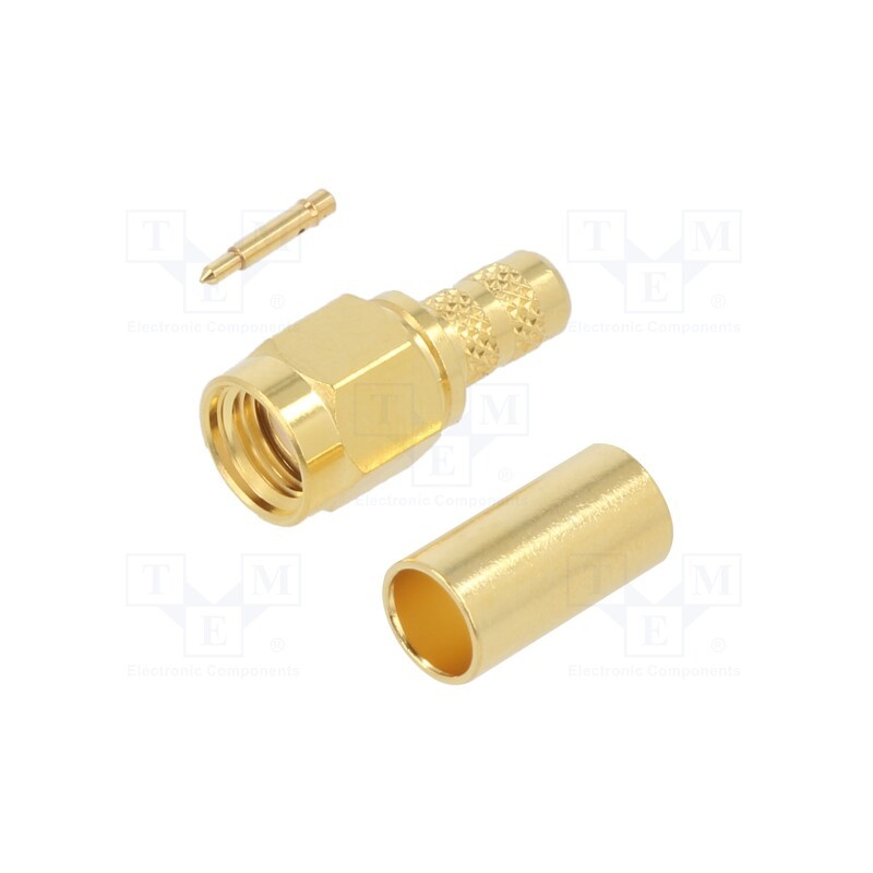 1 pcs x AMPHENOL RF - 901-9870 - Plug, SMA, male, straight, 50Ω, soldering,crimped, for cable, PTFE