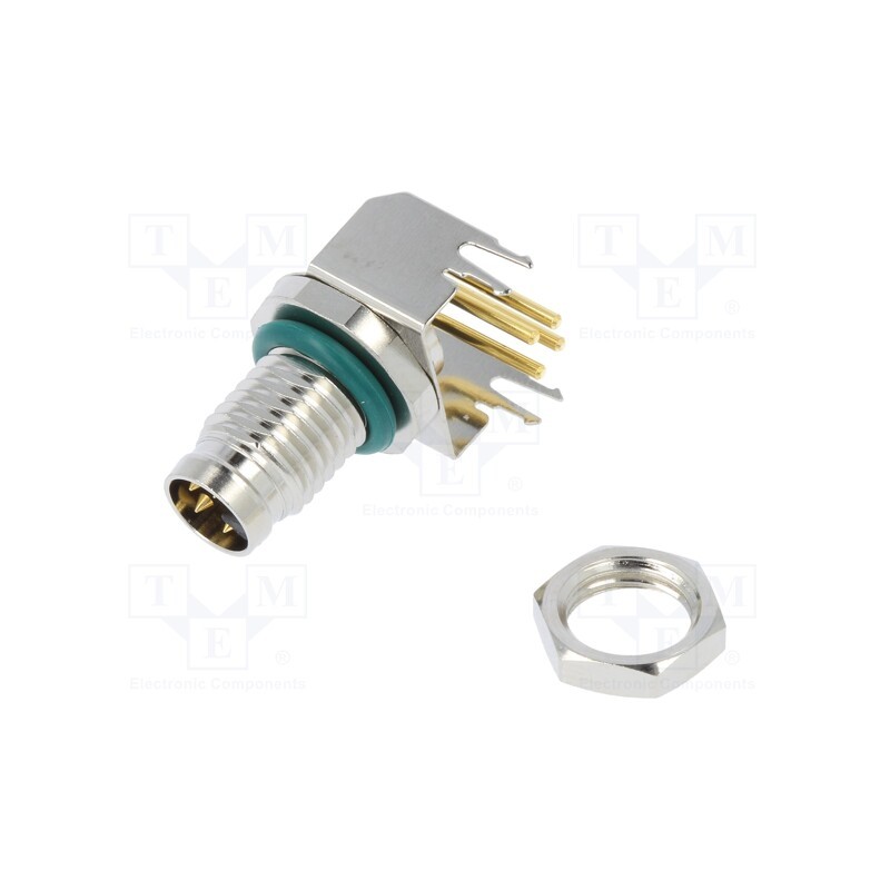 1 pcs x AMPHENOL LTW - M8AS-04PMMR-SF8001 - Connector: M8, male, PIN: 4, angled 90°, on PCBs, socket, 4A, IP68