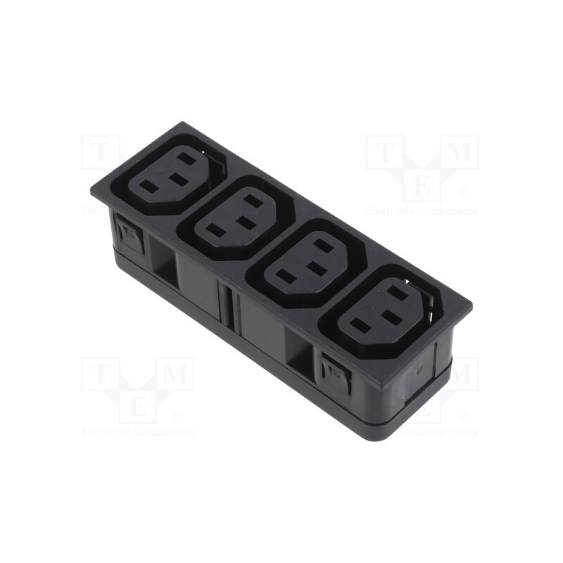 1 pcs x SCHURTER - 4752.5 - Connector: AC supply, splitter, 10A, 250VAC, IEC 60320, C13 (F)