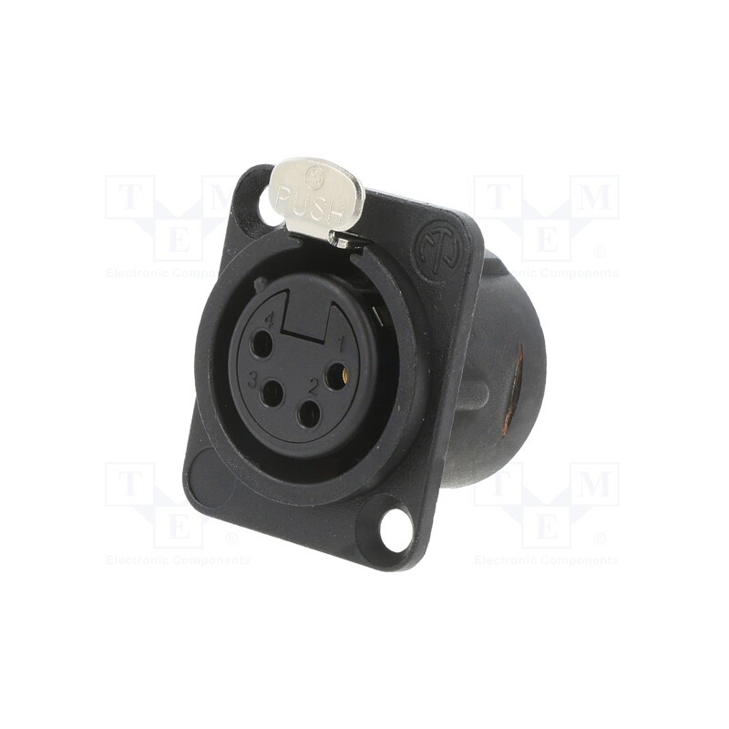 1 pcs x NEUTRIK - NC4FD-L-B-1 - Socket, XLR, female, PIN: 4, straight, with push button, soldering