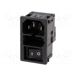 1 pcs x SCHURTER - KM00.1105.11 - Connector: AC supply, socket, male, 10A, 250VAC, IEC 60320, C14 (E)