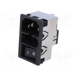 1 pcs x SCHURTER - KM01.1205.11 - Connector: AC supply, socket, male, 10A, 250VAC, IEC 60320, KM