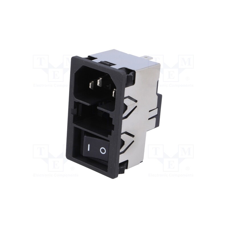 1 pcs x SCHURTER - KM01.1205.11 - Connector: AC supply, socket, male, 10A, 250VAC, IEC 60320, KM