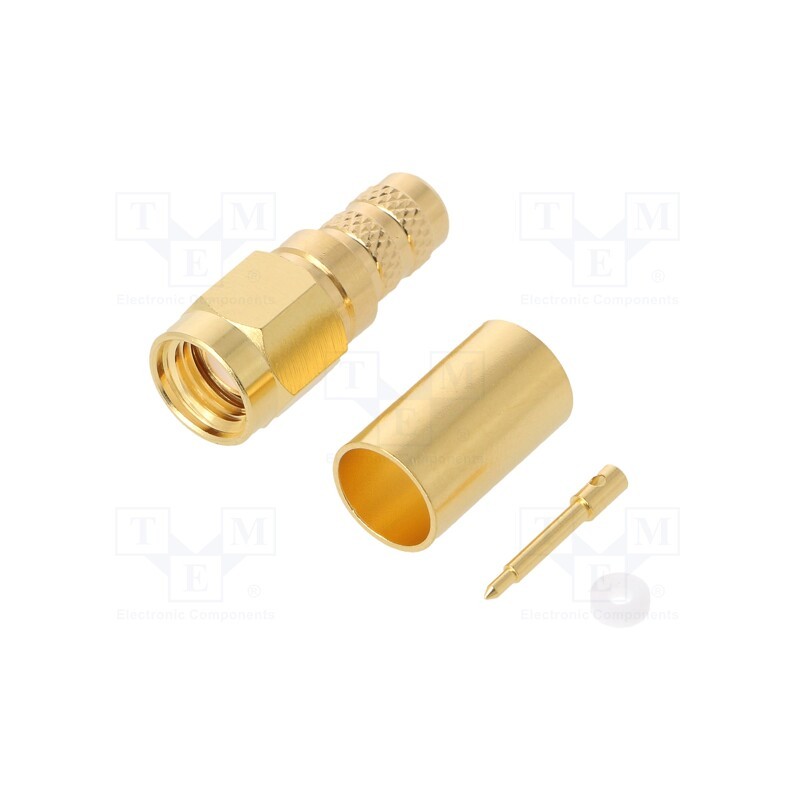 1 pcs x AMPHENOL RF - 132231 - Plug, SMA, male, straight, 50Ω, soldering,crimped, for cable, PTFE