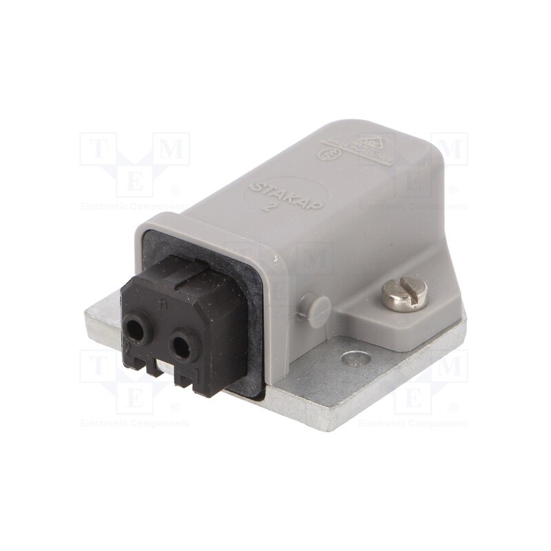 1 pcs x HIRSCHMANN - 930329106 STAKAP 2 - Connector: rectangular, ST, socket, female, PIN: 2, tinned, IP54, 16A