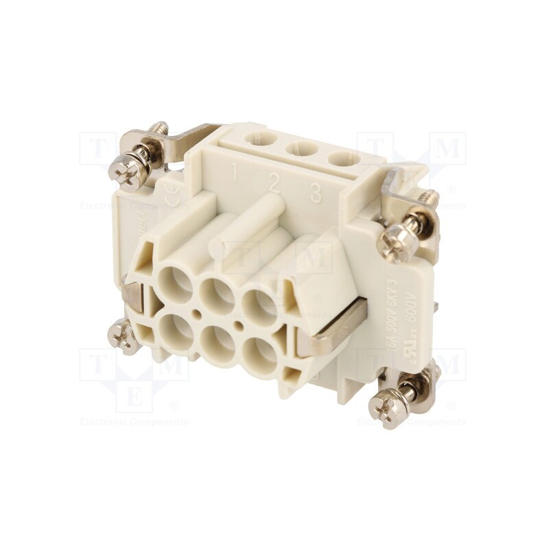 1 pcs x MOLEX - 93601-0207 - Connector: HDC, contact insert, female, S-E, PIN: 6, 6+PE, size 6B