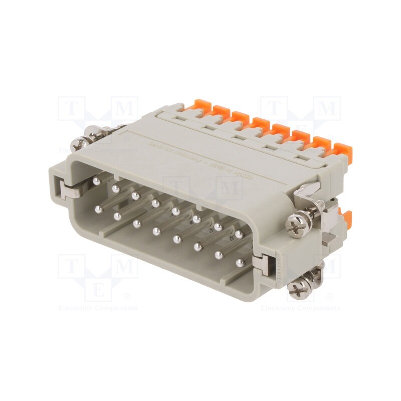 1 pcs x ILME - CSAHM 16 - Connector: HDC, contact insert, male, CSAH, PIN: 16, 16+PE, 16A, 600V
