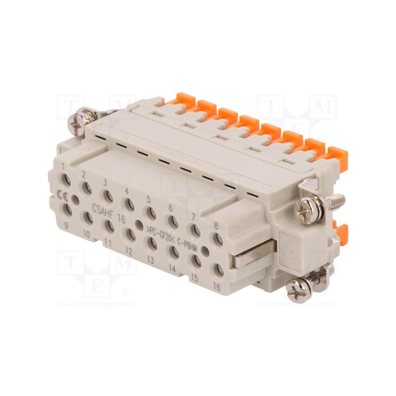 1 pcs x ILME - CSAHF 16 - Connector: HDC, contact insert, female, CSAH, PIN: 16, 16+PE, 16A