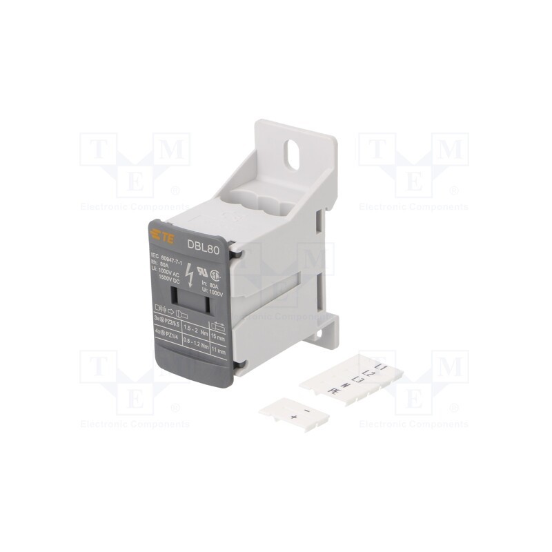 1 pcs x TE Connectivity - 1SNL308010R0000 (DBL80) - Splice terminal: distribution block, ways: 1, terminals: 7, DBL