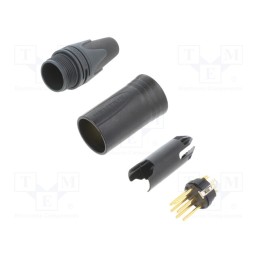 1 pcs x NEUTRIK - NC6MXX-B - Plug, XLR, male, PIN: 6, straight, for cable, soldering, 7.5A, 18AWG