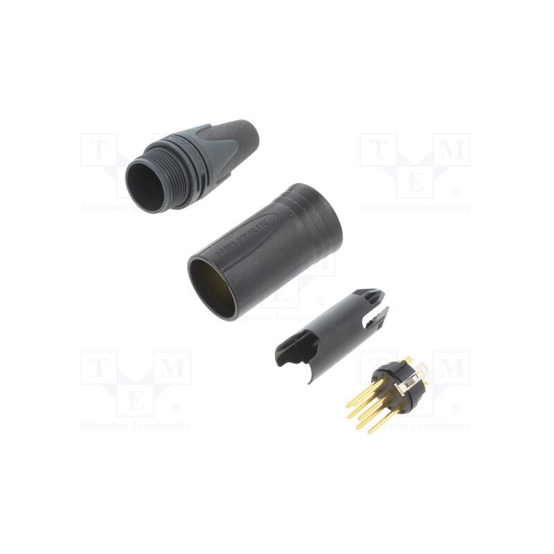 1 pcs x NEUTRIK - NC6MXX-B - Plug, XLR, male, PIN: 6, straight, for cable, soldering, 7.5A, 18AWG