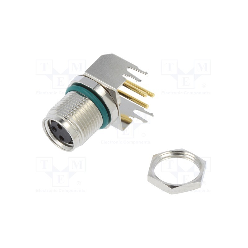 1 pcs x AMPHENOL LTW - M8AS-03PFFR-SF8001 - Connector: M8, female, PIN: 3, angled 90°, on PCBs, socket, 4A, IP68