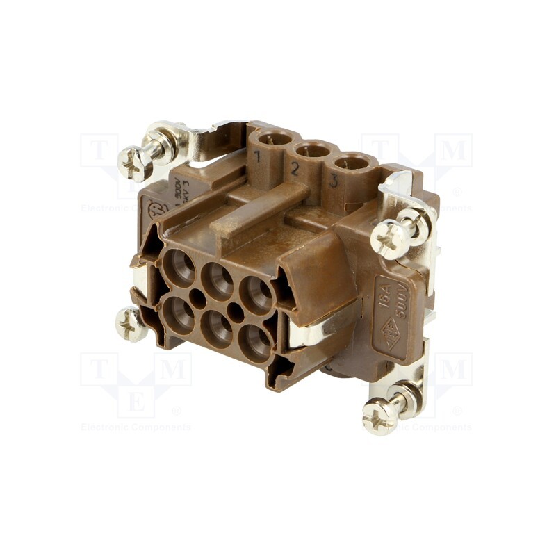 1 pcs x ILME - CNEF 06 RY - Connector: HDC, female, 180 °C, 6+PE, size 44.27, hot condition