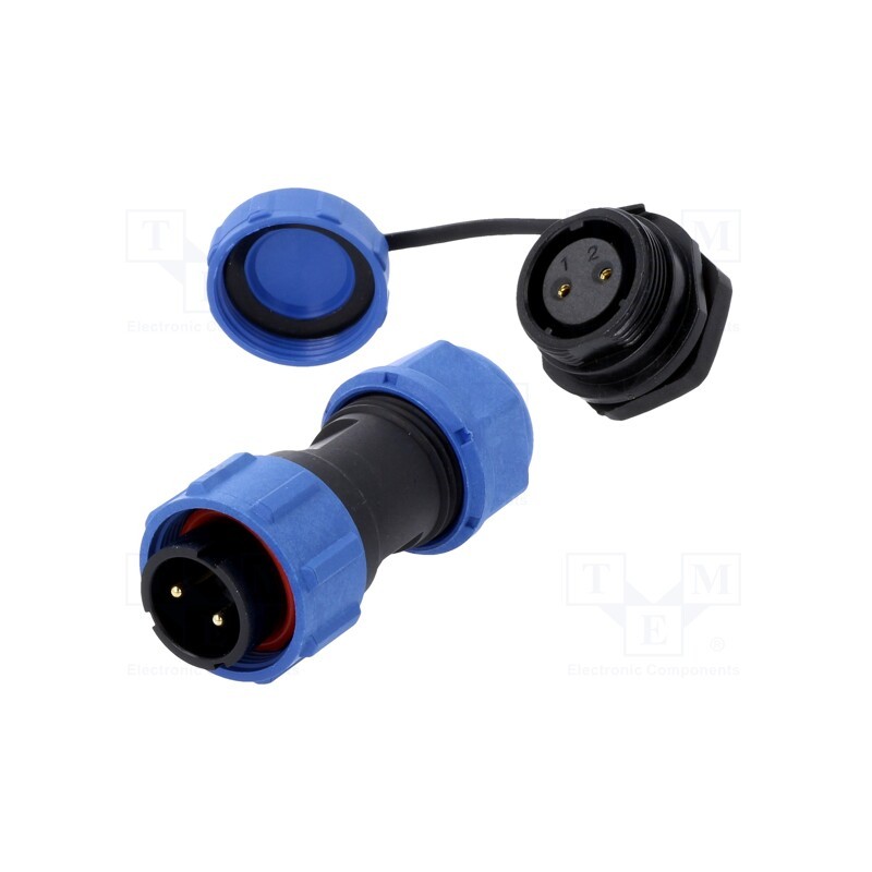 1 pcs x CONNFLY - DS1110-25-02BU8 - Connector: circular, male + female, PIN: 2, 3A, IP67, 500V