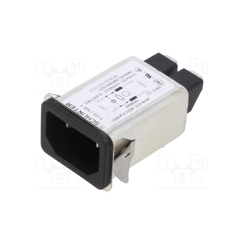 1 pcs x SCHURTER - 5120.2306.1 - Connector: AC supply, socket, male, 10A, 250VAC, IEC 60320, C14 (E)