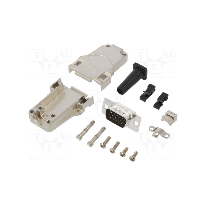 1 pcs x Amphenol Communications Solutions - L17DTZF09-RG+L717HDE15P - D-Sub HD, PIN: 15, male, straight, soldering, for cable, g