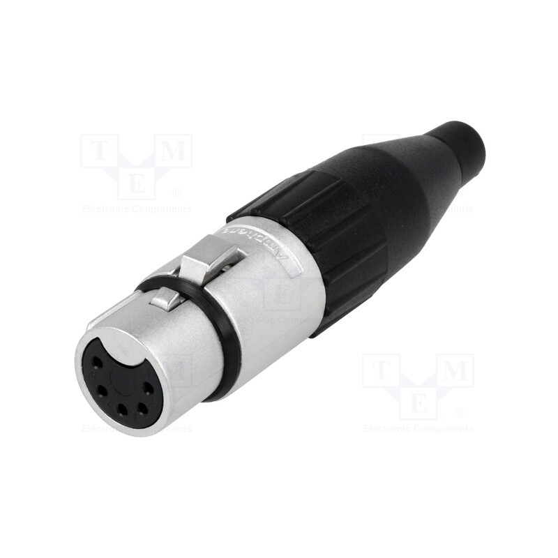 1 pcs x AMPHENOL - AC5FJ - Plug, XLR, female, PIN: 5, straight, for cable, soldering, tinned