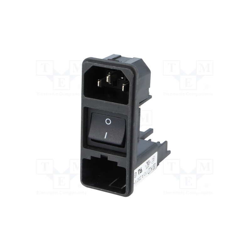 1 pcs x SCHURTER - KD13.1101.105 - Connector: AC supply, socket, male, 10A, 250VAC, IEC 60320, C14 (E)