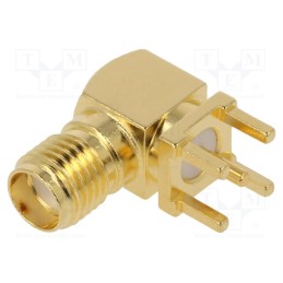 1 pcs x AMPHENOL RF - 901-143-6RFX - Plug, SMA, female, angled 90°, 50Ω, THT, for cable, PTFE, Mat: brass