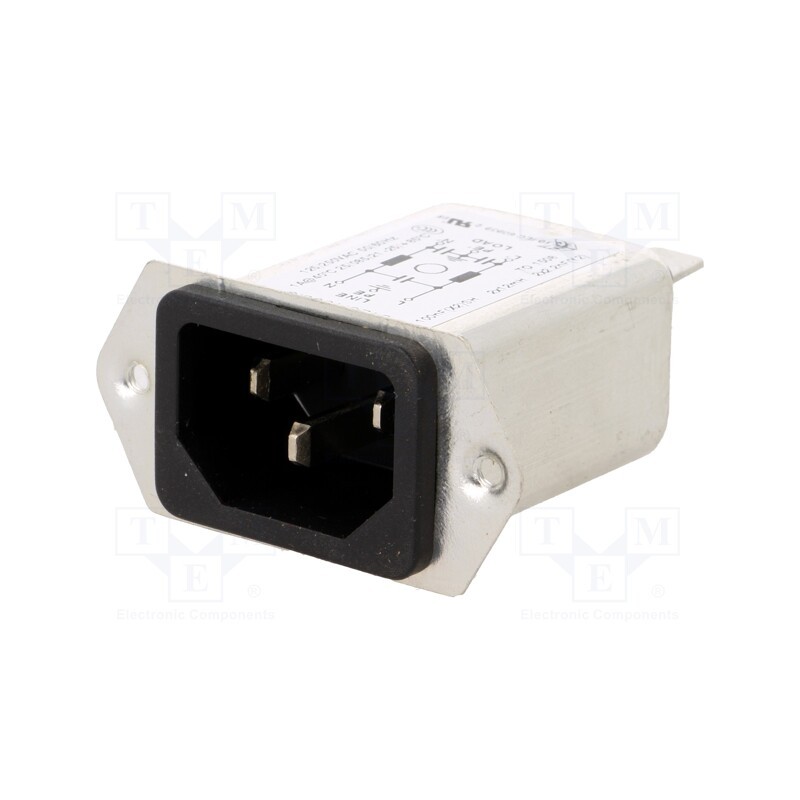 1 pcs x SCHURTER - 5120.1000.0 - Connector: AC supply, socket, male, 1A, 250VAC, IEC 60320, C14 (E)