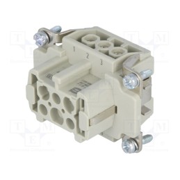 1 pcs x HARTING - 9330062701 - Connector: HDC, contact insert, female, Han E®, PIN: 6, 6+PE, 16A