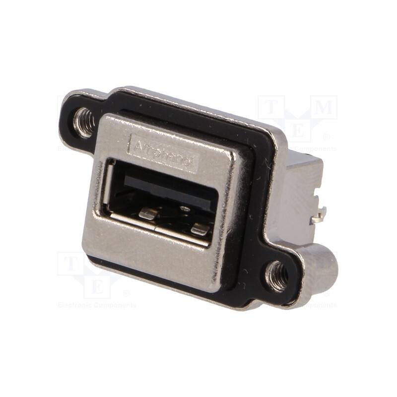 1 pcs x Amphenol Communications Solutions - MUSB-A511-00 - Socket, USB A, MUSB, for panel mounting,screw, THT, straight, IP67