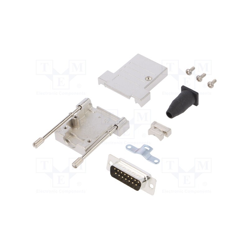 1 pcs x ENCITECH - 6355-0040-22 - D-Sub, PIN: 15, plug, male, soldering, for cable, black