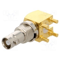 1 pcs x AMPHENOL RF - 034-1030 - Socket, Micro BNC, female, angled 90°, 75Ω, THT, PTFE, gold-plated