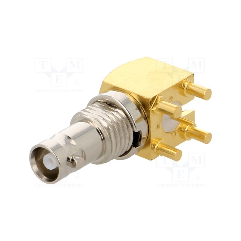 1 pcs x AMPHENOL RF - 034-1030 - Socket, Micro BNC, female, angled 90°, 75Ω, THT, PTFE, gold-plated